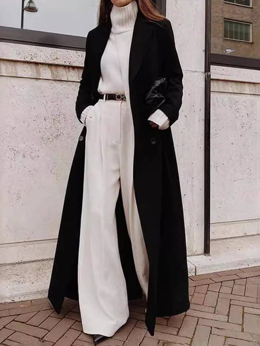 ModeGeist | schwarze Überjacke - eleganter Mantel mit geräumigen Taschen