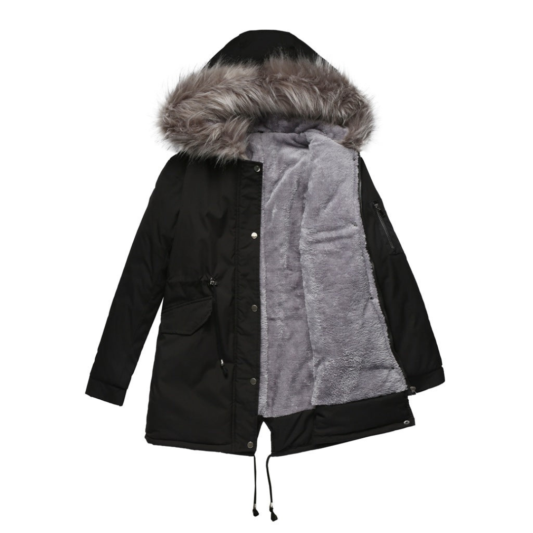ModeGeist | Damen Klassische Kapuzenparkajacke Winterjacke