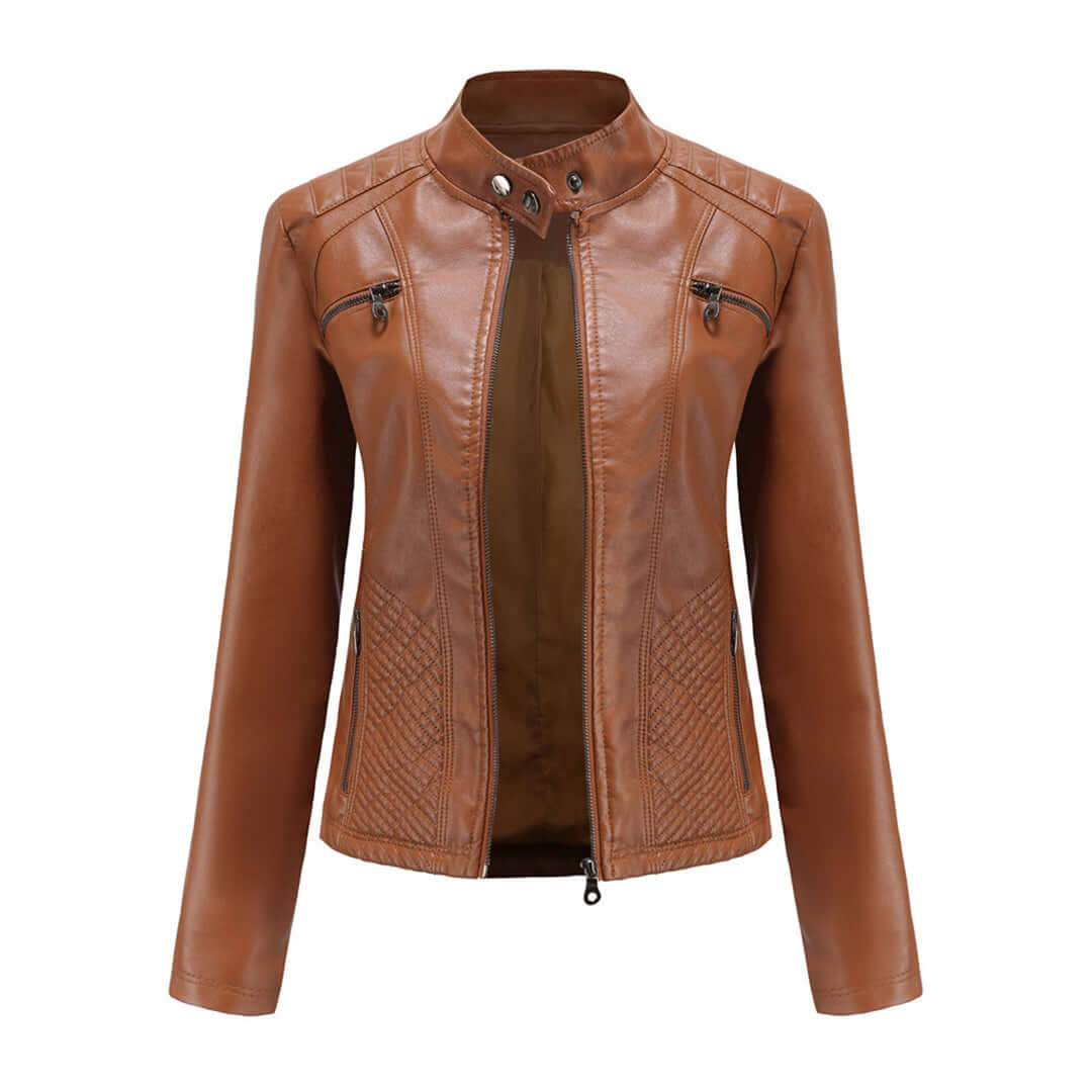 ModeGeist | Damen Lederjacke Mit Zeitlosem Elegantem Look