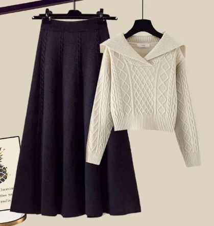 ModeGeist | Zweiteiliges Satz Bestehend Aus Gestricktem Pullover und Halbrock