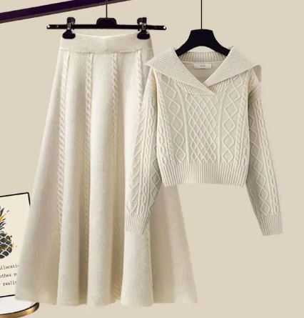 ModeGeist | Zweiteiliges Satz Bestehend Aus Gestricktem Pullover und Halbrock