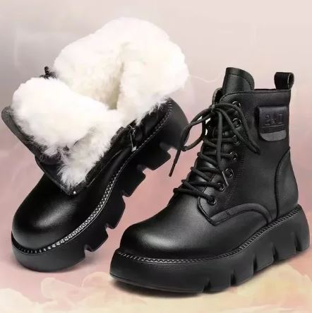 ModeGeist | Weiche Leder Retro Damen-Luftstiefel mit Reißverschluss