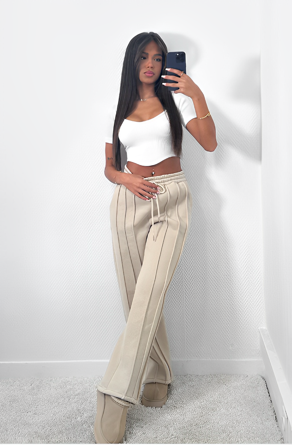 Luxury Striped Relaxed Sweatpants