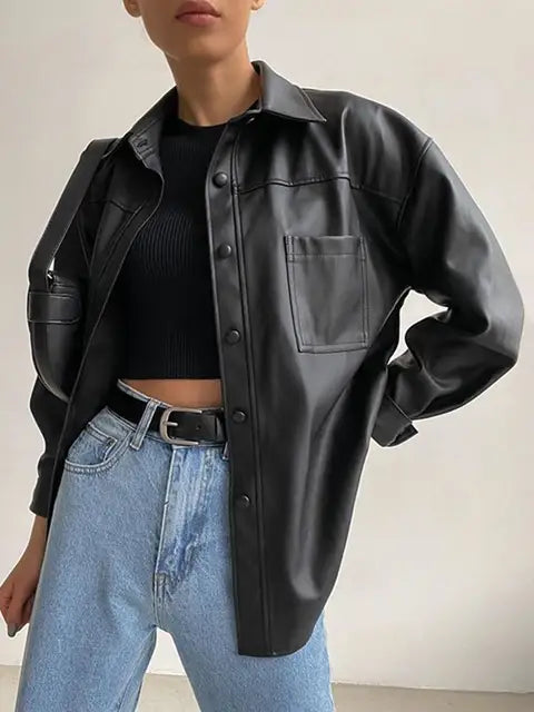 ModeGeist | Lederjacke mit langen Ärmeln