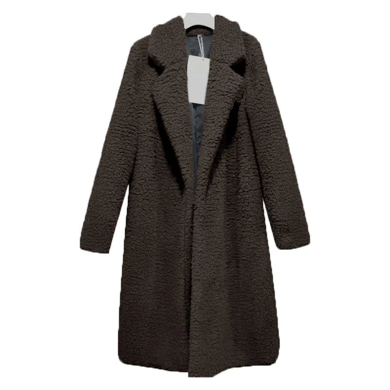 ModeGeist | Langer Teddy mit Kapuze für Frauen Ideal für den Winter