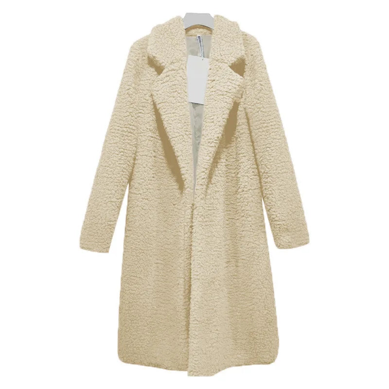 ModeGeist | Langer Teddy mit Kapuze für Frauen Ideal für den Winter