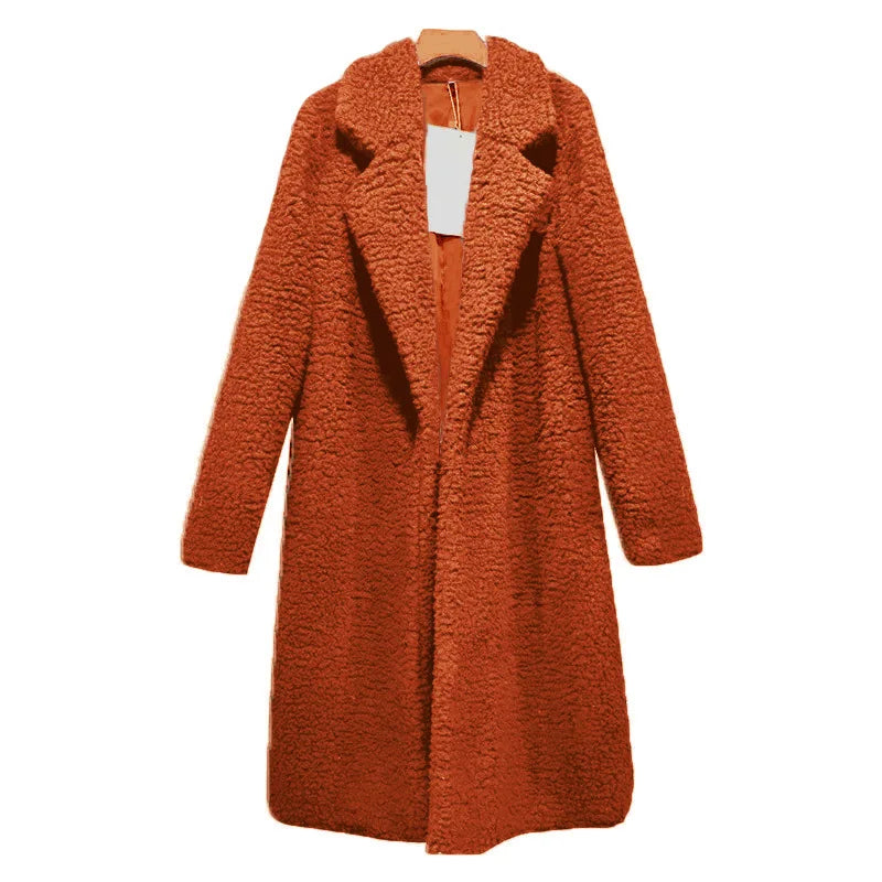 ModeGeist | Langer Teddy mit Kapuze für Frauen Ideal für den Winter