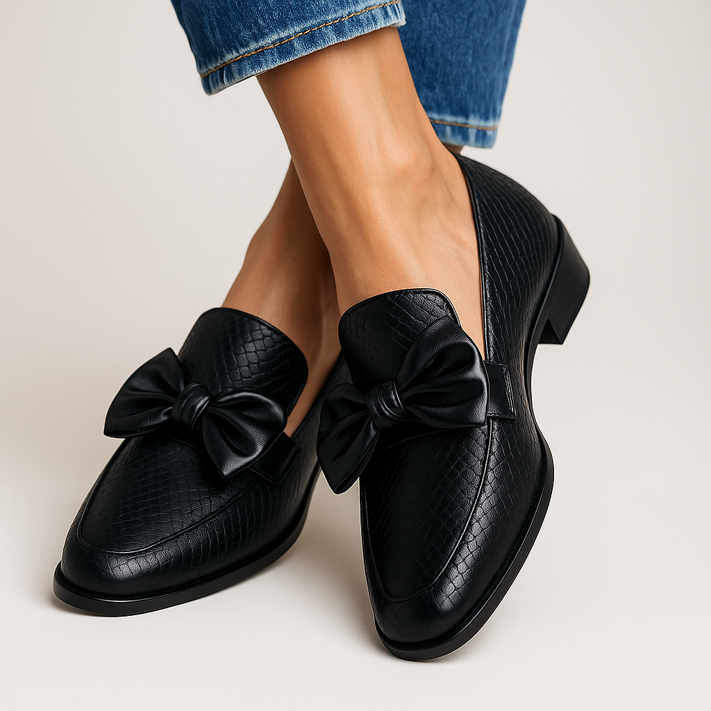 MODEGEIST Damen Loafer Schleife Klassisch Komfortabel Braun