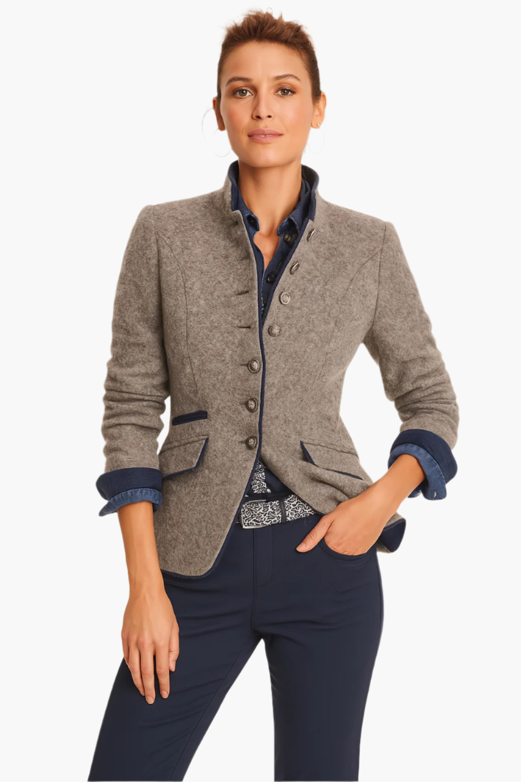 ModeGeist | Blazer mit Stehkragen für Damen - Winter