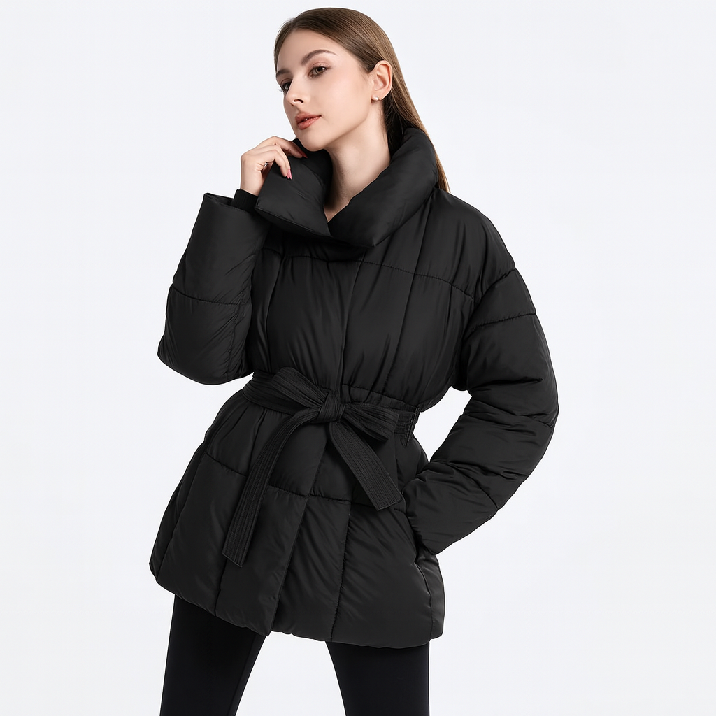 ModeGeist | Trendy Damen Winterjacke mit verstellbarem Gürtel