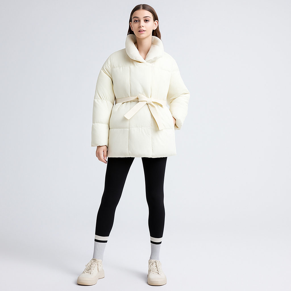ModeGeist | Trendy Damen Winterjacke mit verstellbarem Gürtel