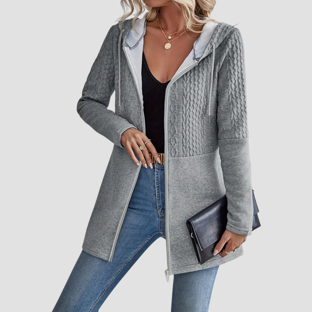 MODEGEIST Damen Zip-Hoodie Kapuze Fronttaschen
