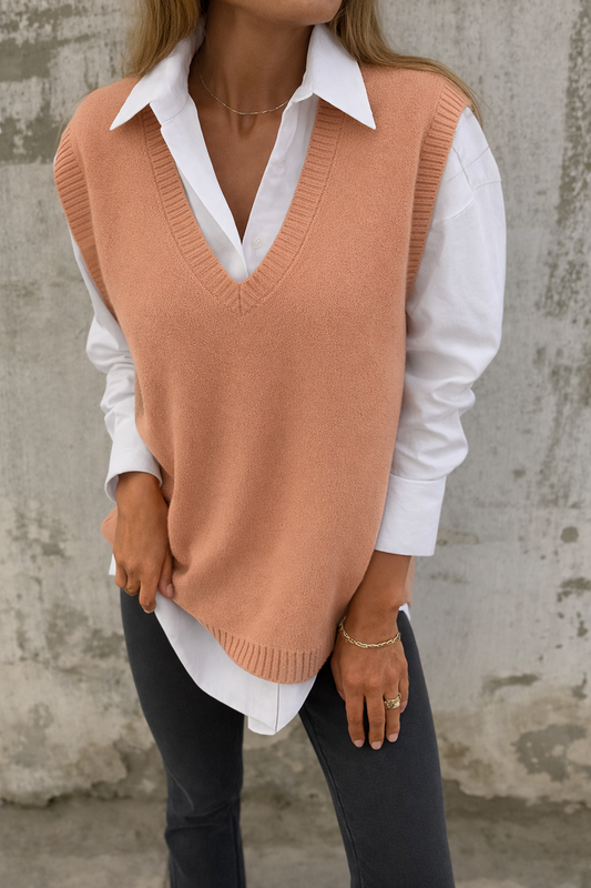 MODEGEIST Damen Strick-Cardigan V-Ausschnitt Weicher Stoff