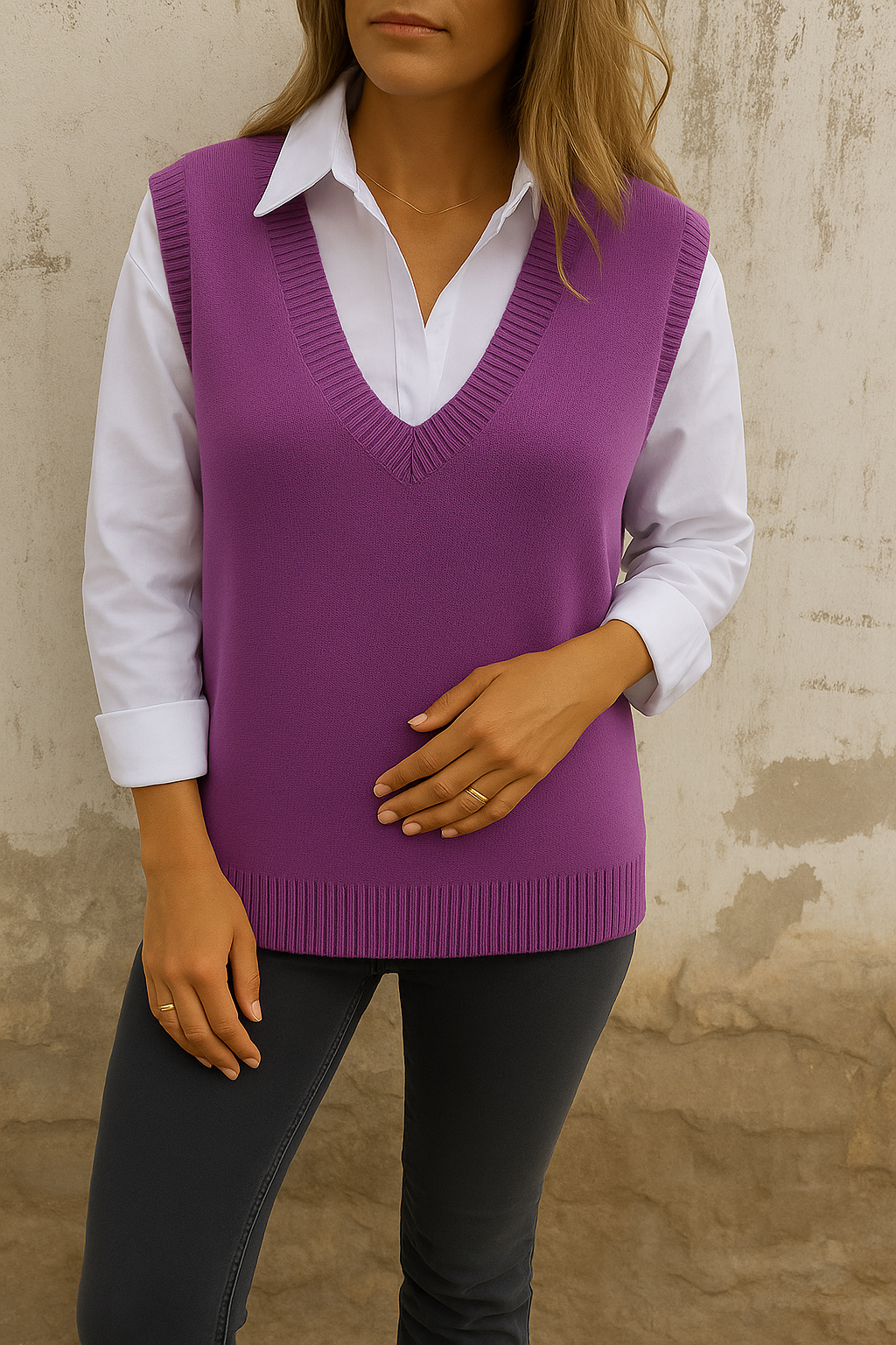 MODEGEIST Damen Strick-Cardigan V-Ausschnitt Weicher Stoff Relaxed Fit