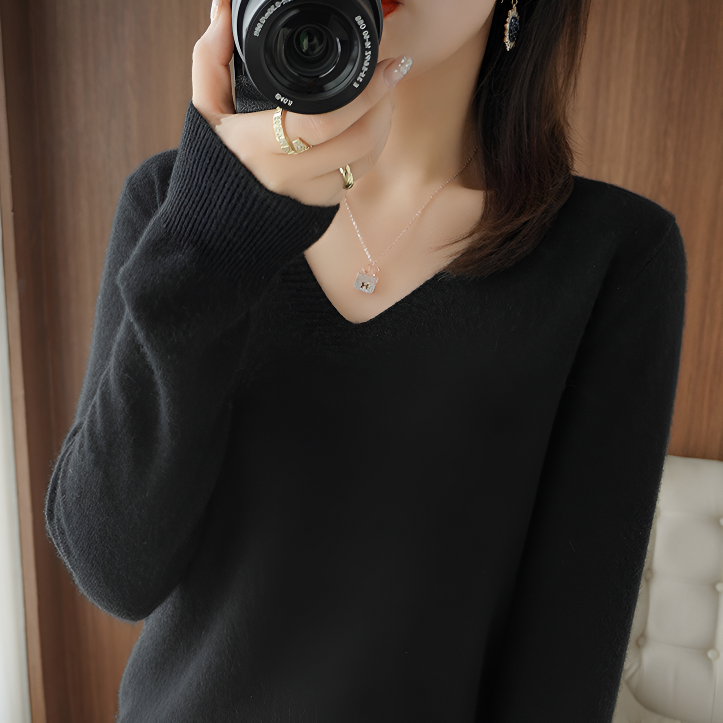 Strickpullover von Ika mit gemütlichem V-Ausschnitt