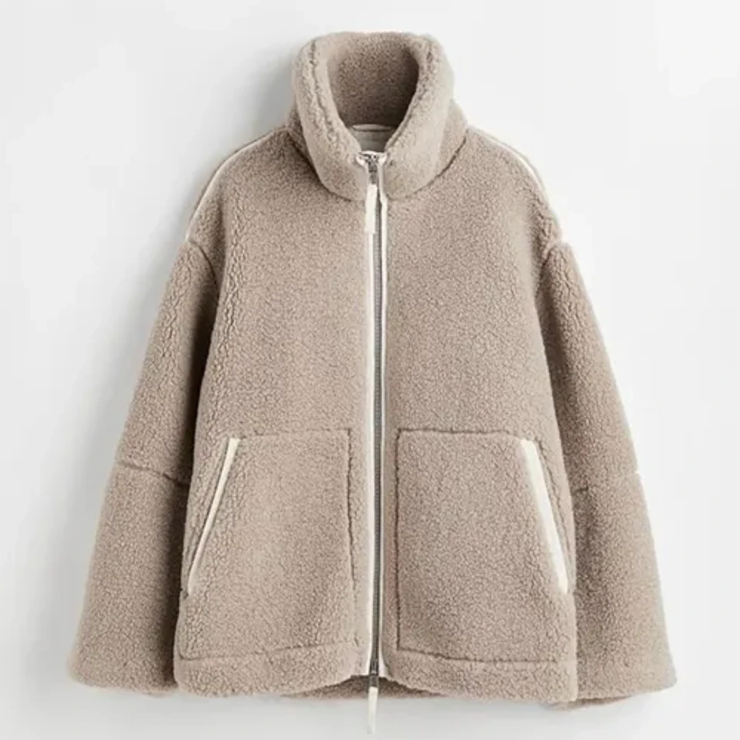 ModeGeist | Cozy Loose-Fit Jacket High Collar
