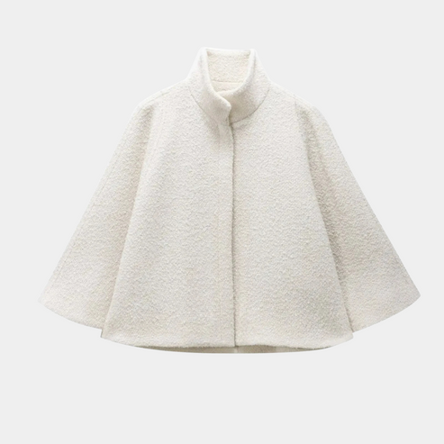 ModeGeist | High Neck Cape Mantel Elegante a Linien Swing Jacke