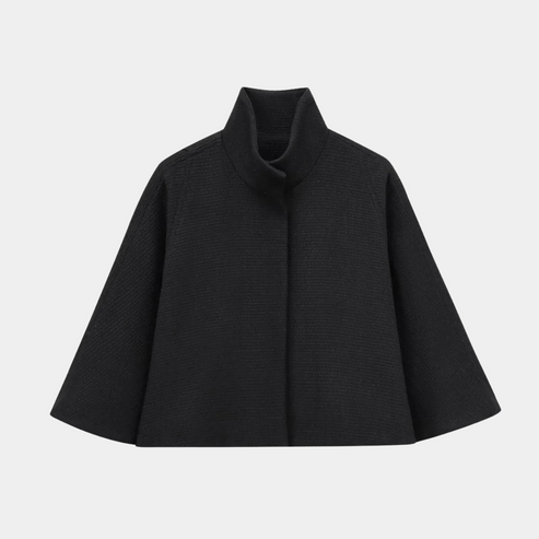 ModeGeist | High Neck Cape Mantel Elegante a Linien Swing Jacke