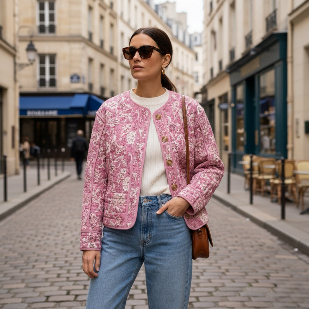 ModeGeist | Blümchen-Steppjacke Gefüttert Damen