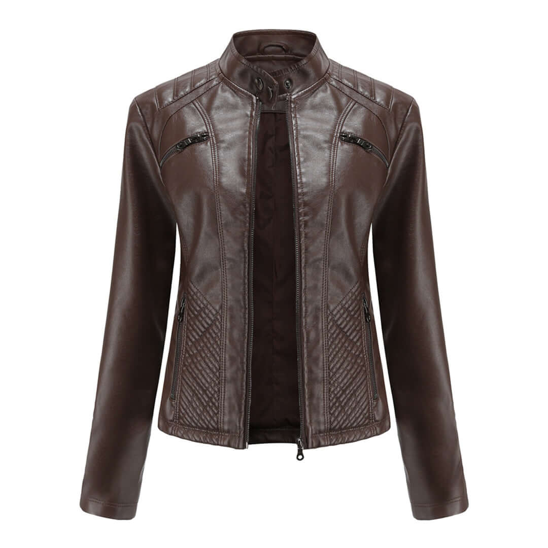 ModeGeist | Damen Lederjacke Mit Zeitlosem Elegantem Look