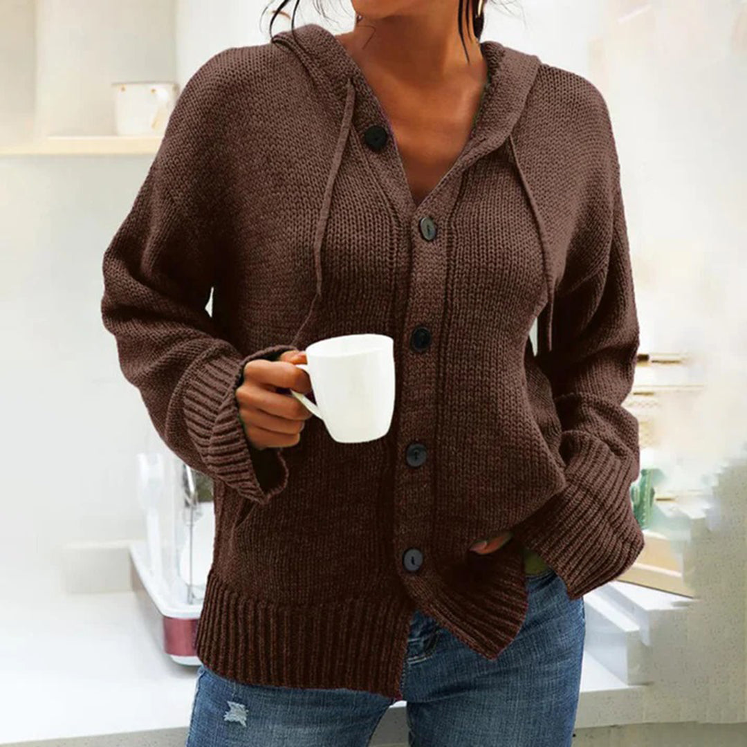 ModeGeist | Strickjacke mit Kapuze und Kordelzug