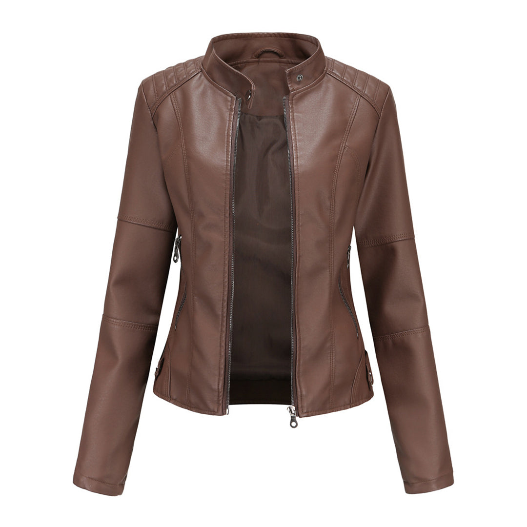 MODEGEIST Damen Jacke Modern Strukturiert Asymmetrisch Reißverschluss Schwarz