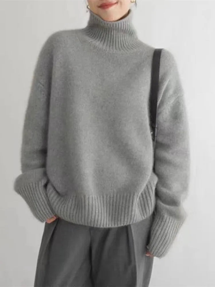 ModeGeist | Strickpullover Hoher Kragen Oversize Passform