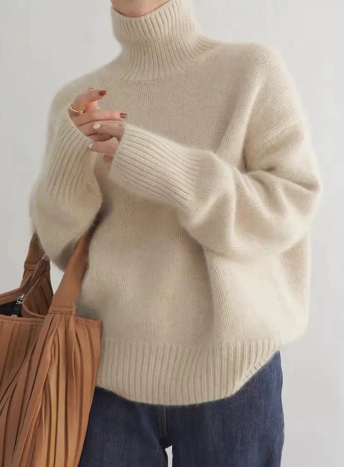 MODEGEIST Damen Rollkragenpullover Weiche Strickware Gemütlich