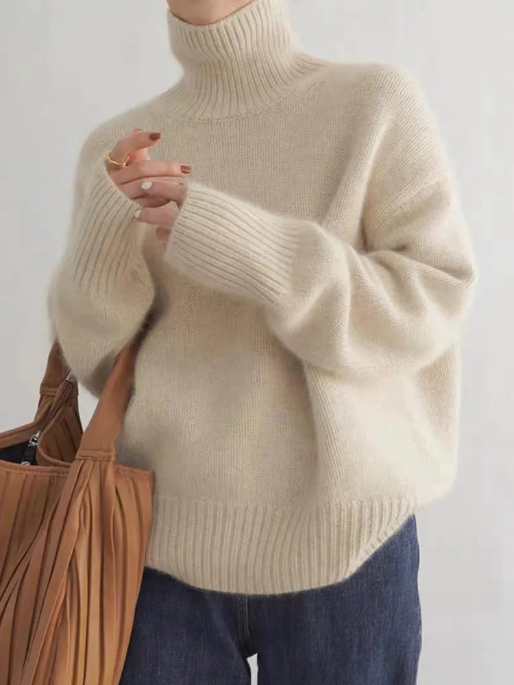 MODEGEIST Damen Rollkragen-Pullover Weiche Strickware Wolle