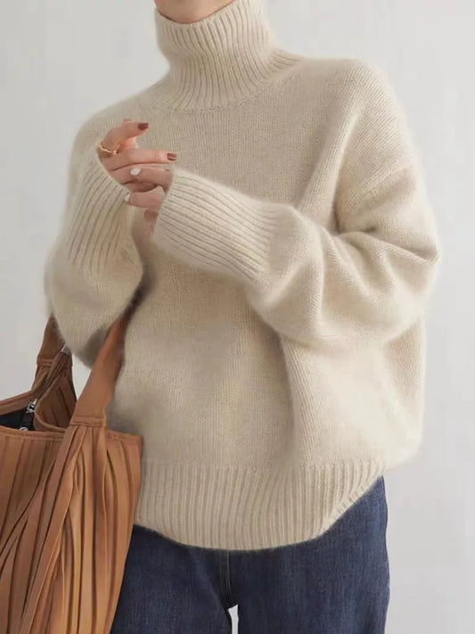 MODEGEIST Damen Rollkragen-Pullover Weiche Strickware Wolle