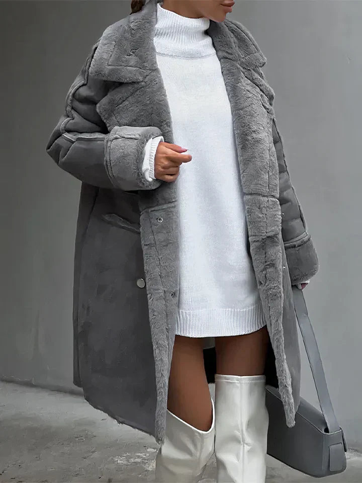 ModeGeist | Lang mit Stehkragen und Knopfleiste für Frauen Ideal für Den Winter
