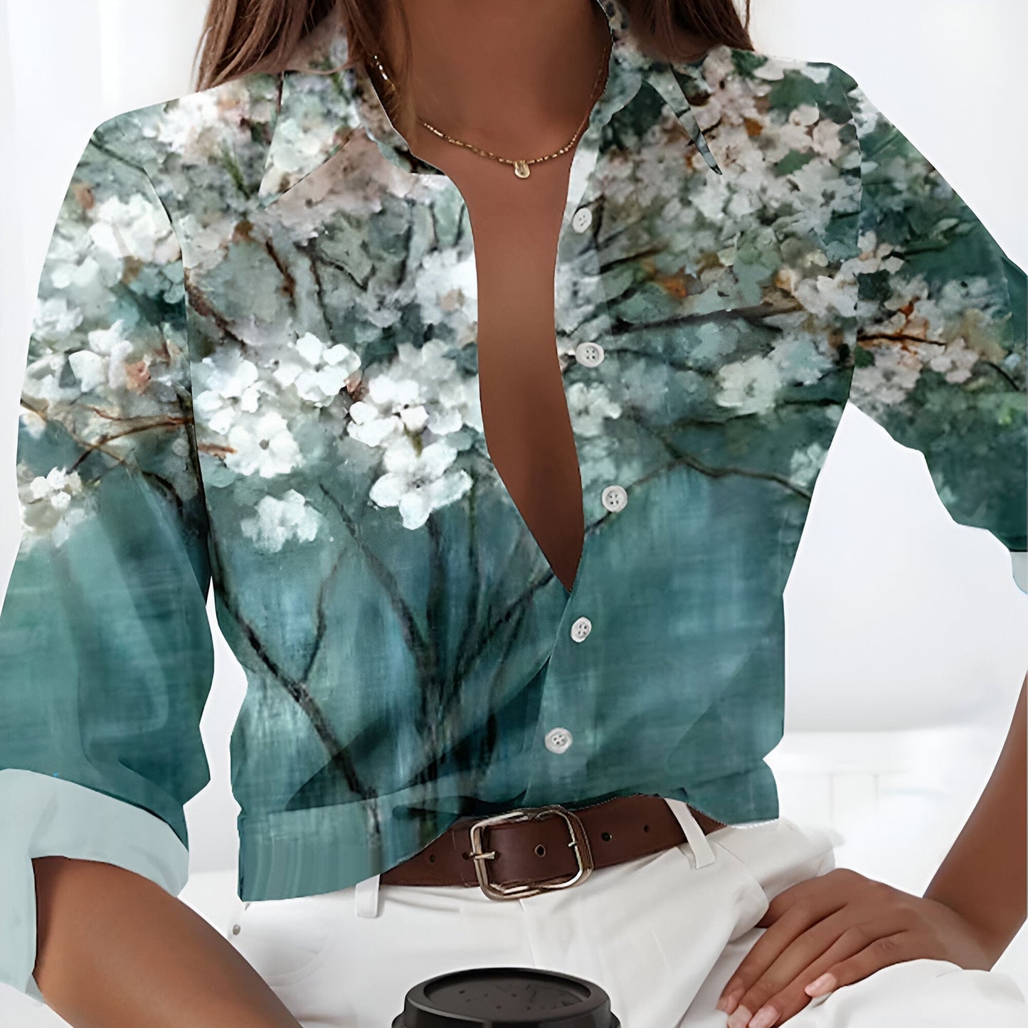 Fudus Hemd: Klassischer Stil mit Marmor-Print und Knöpfen