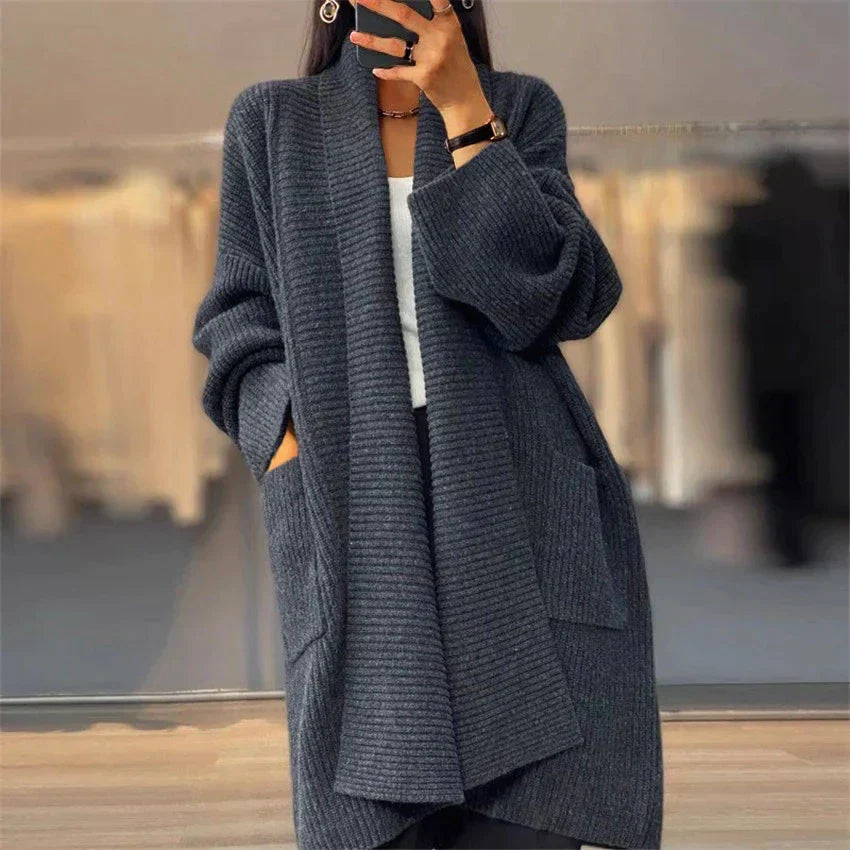 ModeGeist | Unifarbener dicker Cardigan