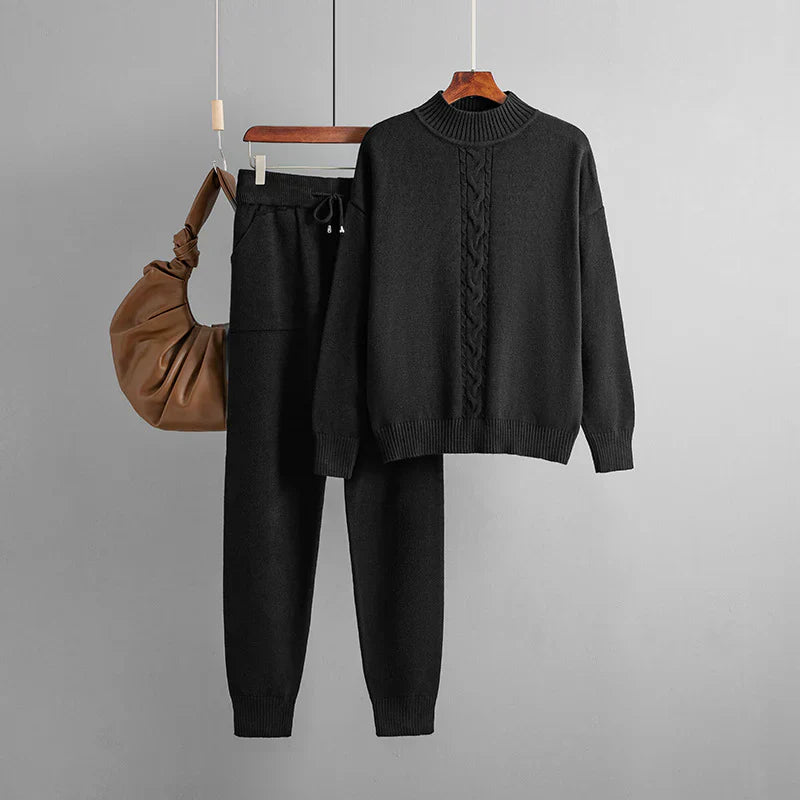 ModeGeist | Winter Satz Aus Strickoberteil und Hose mit Halbem Rollkragen