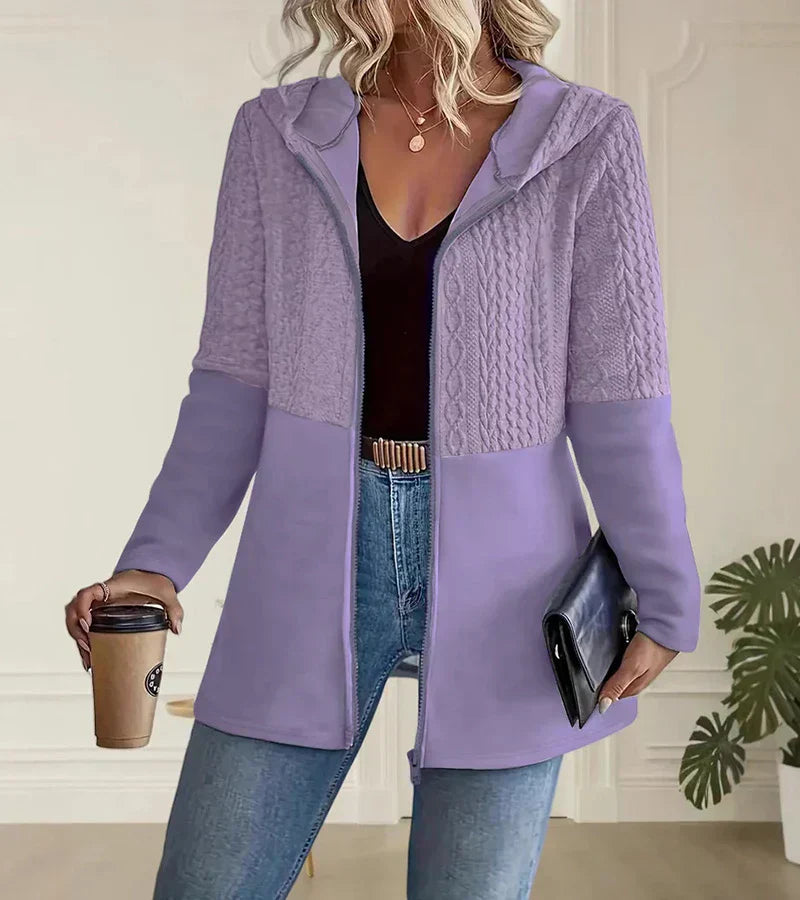 MODEGEIST Damen Zip-Hoodie Kapuze Fronttaschen Relaxed Fit