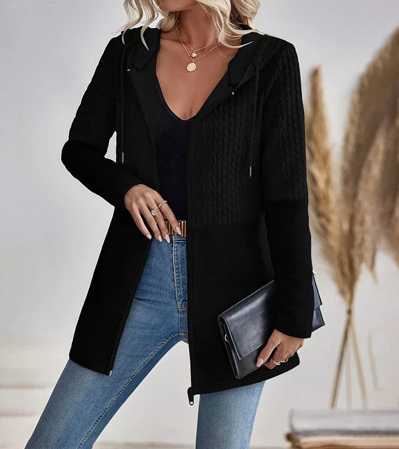 MODEGEIST Damen Zip-Hoodie Kapuze Fronttaschen Relaxed Fit