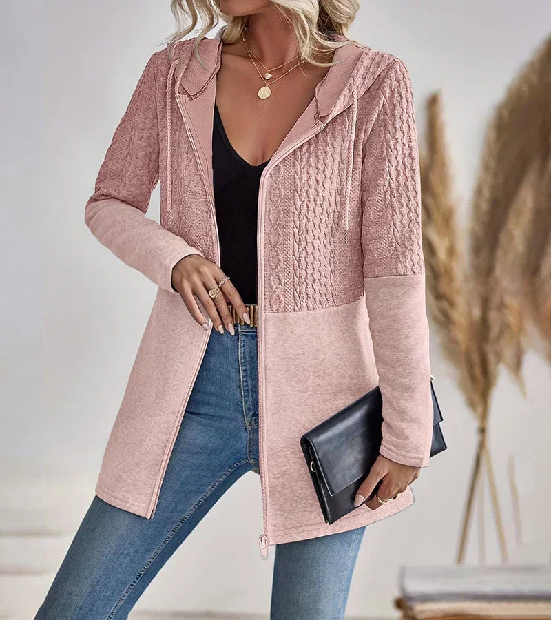 MODEGEIST Damen Zip-Hoodie Kapuze Fronttaschen Relaxed Fit