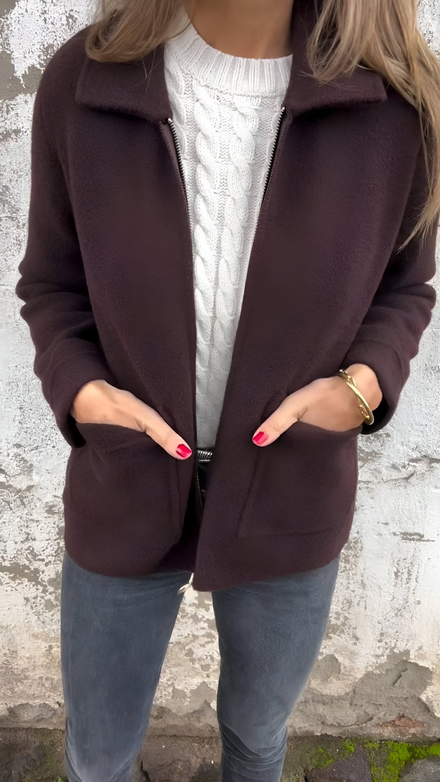 Lederjacke Amélie™ mit Reverskragen und Zipper