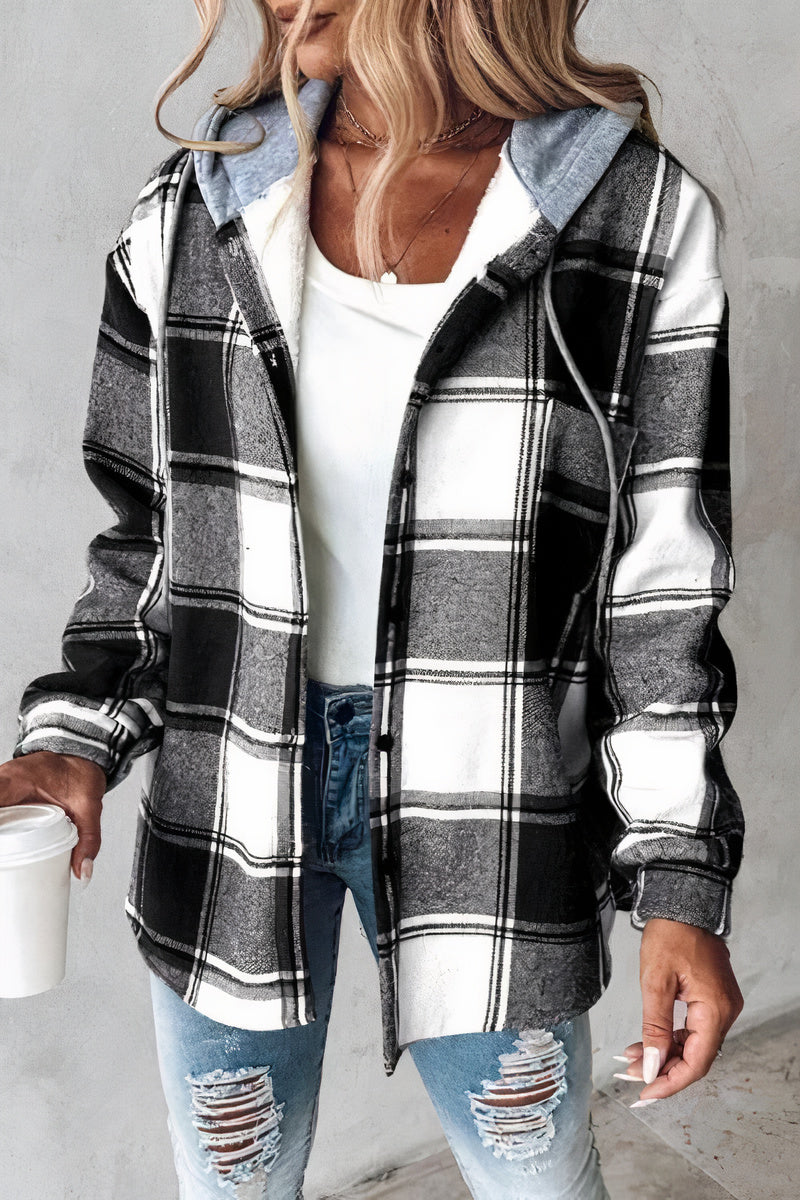 Karierte Flanelljacke mit Kapuze - Drika