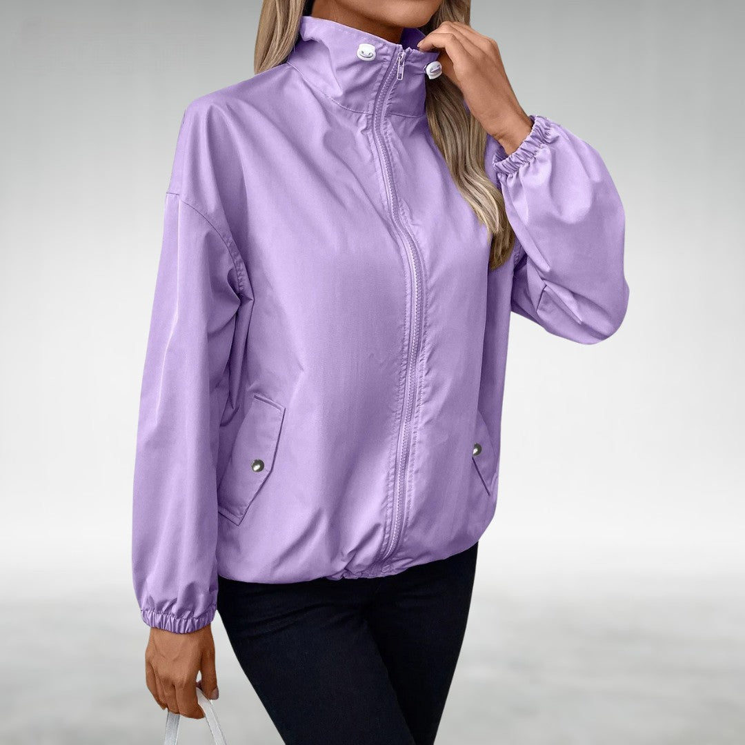 ModeGeist | Herbstjacke mit Reißverschluss und Hohem Kragen, Leicht