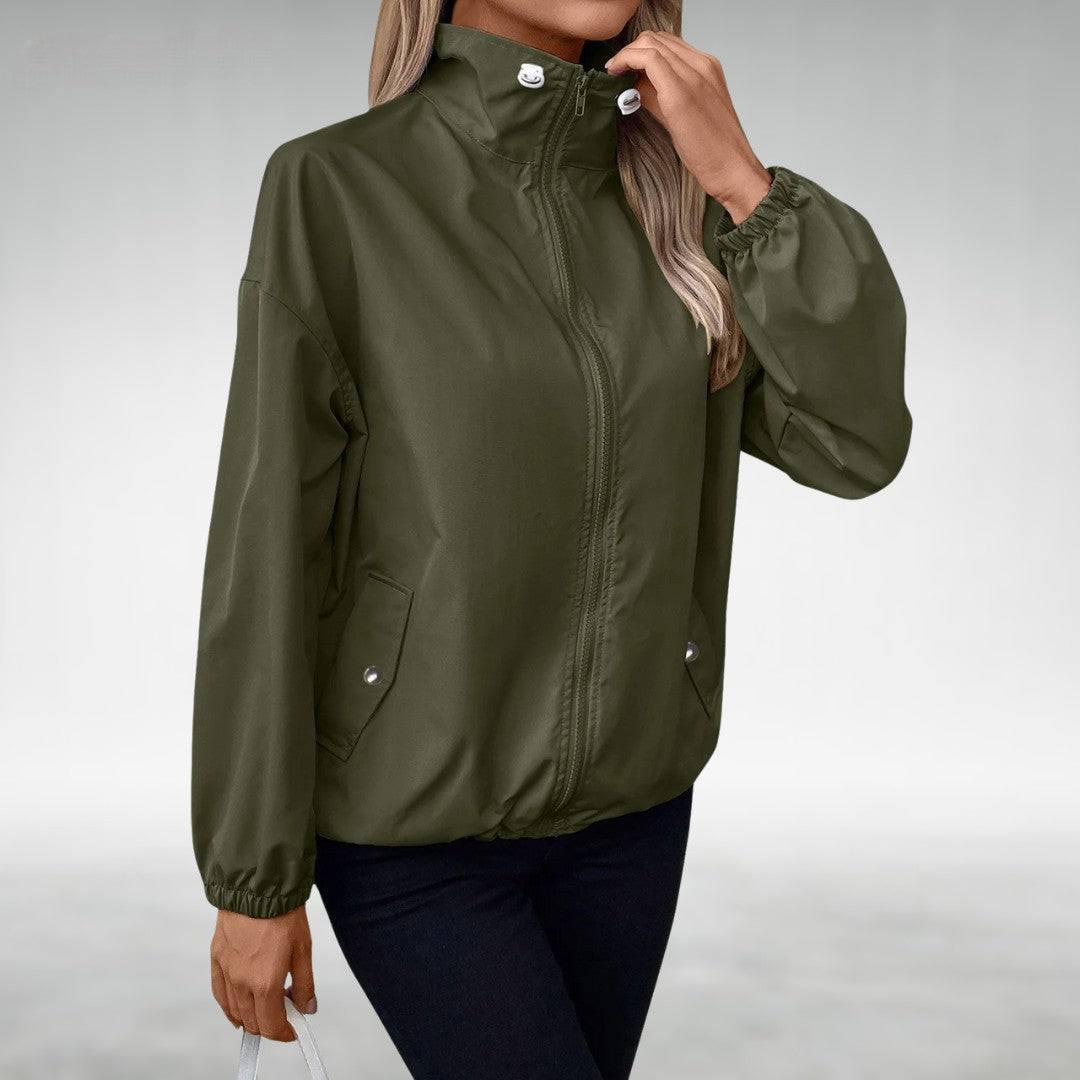ModeGeist | Herbstjacke mit Reißverschluss und Hohem Kragen, Leicht