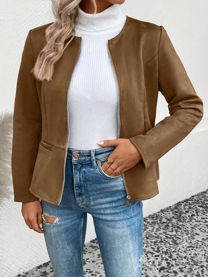 ModeGeist | Herbstjacke mit Reißverschluss, Schlanker Schnitt