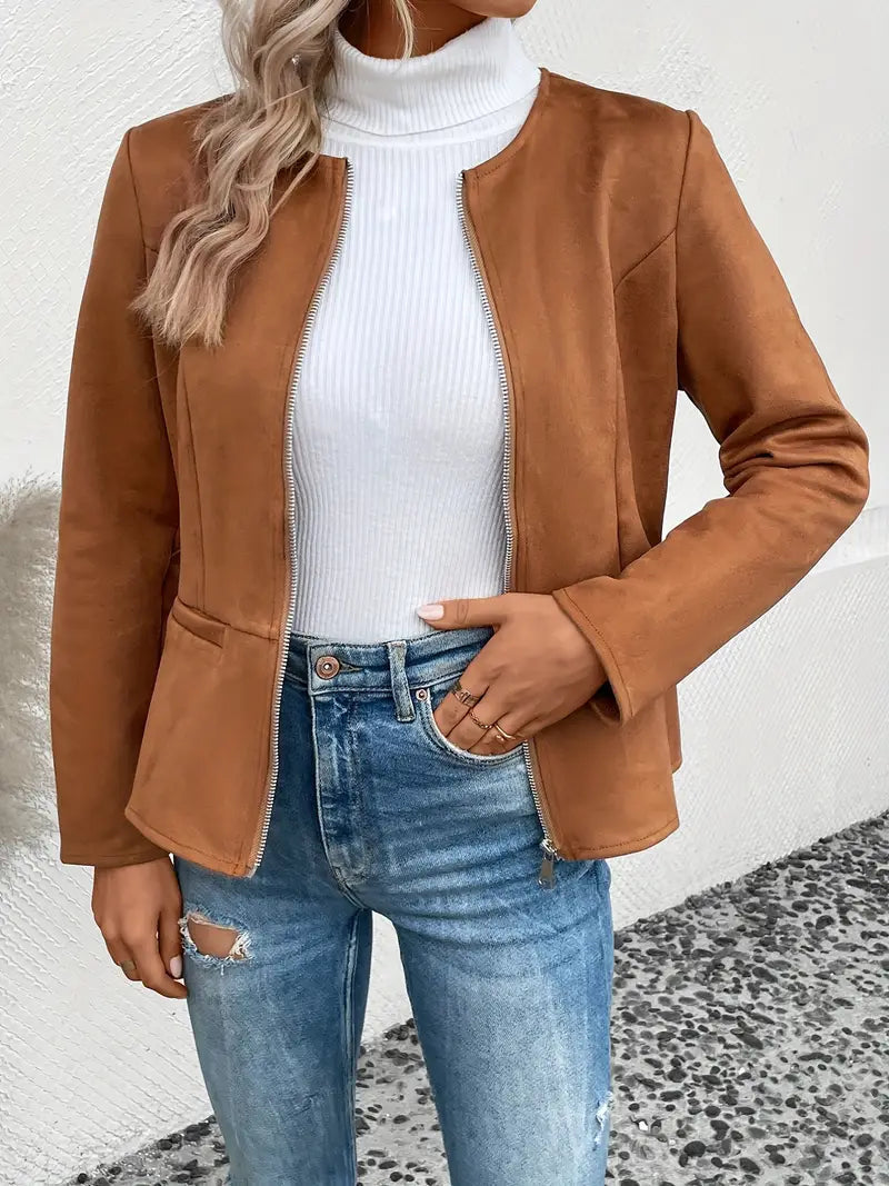 ModeGeist | Herbstjacke mit Reißverschluss, Schlanker Schnitt