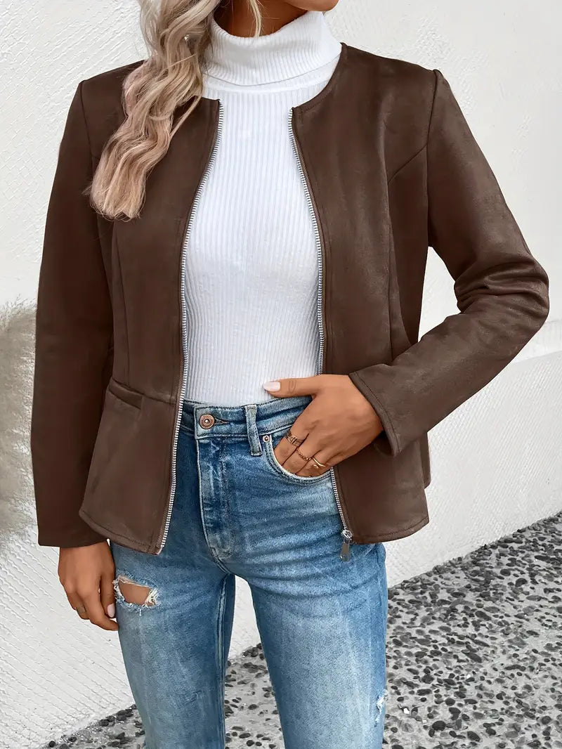ModeGeist | Herbstjacke mit Reißverschluss, Schlanker Schnitt