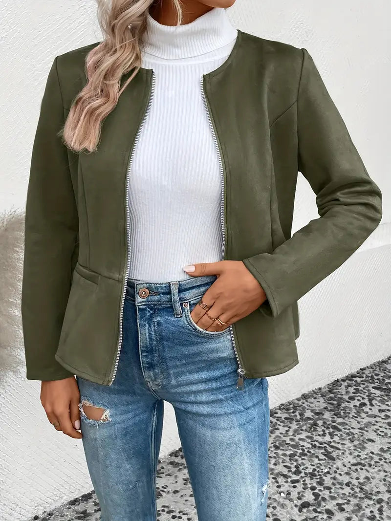 ModeGeist | Herbstjacke mit Reißverschluss, Schlanker Schnitt