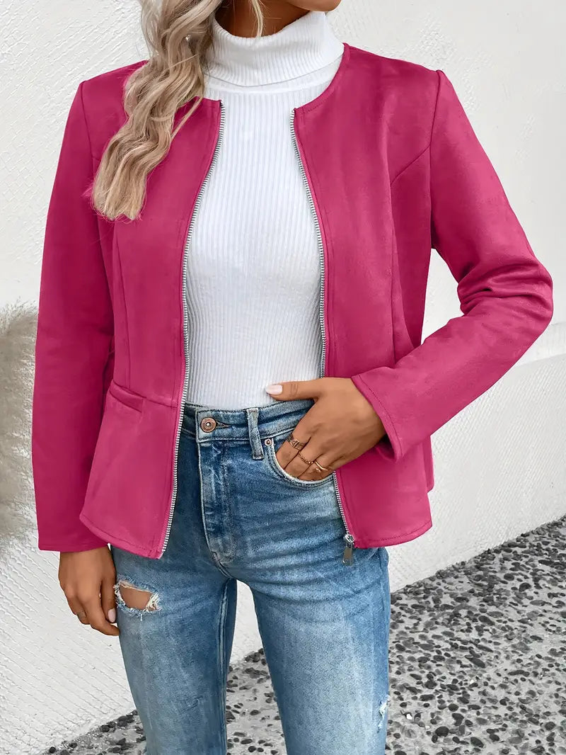 ModeGeist | Herbstjacke mit Reißverschluss, Schlanker Schnitt