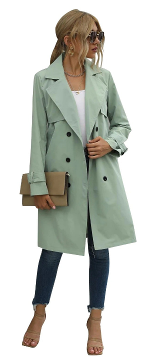 ModeGeist | Lange Trenchcoat mit Taillengürtel und Knöpfen