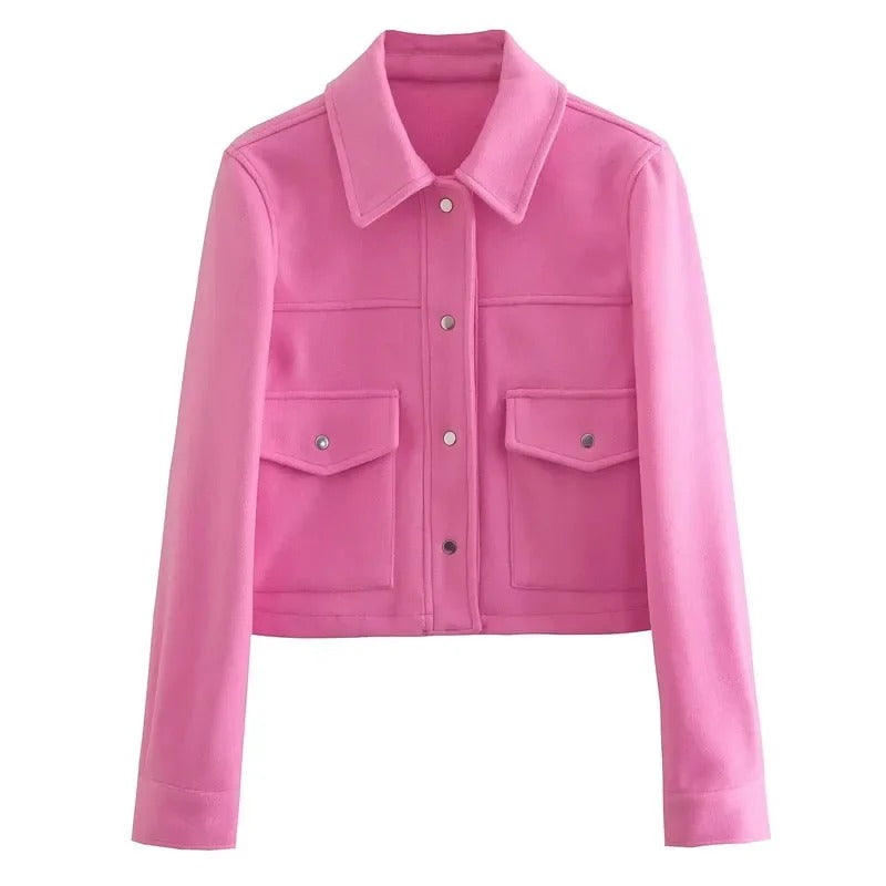 ModeGeist | Übergangsjacke Kurz mit Knöpfen und Taschen