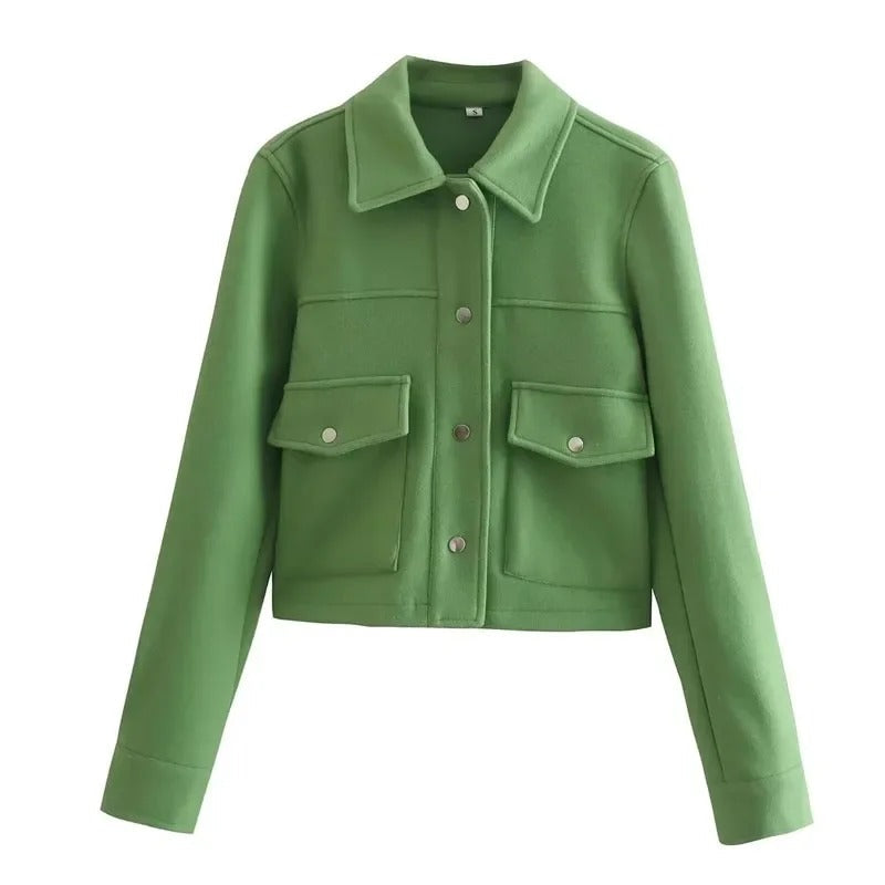 ModeGeist | Übergangsjacke Kurz mit Knöpfen und Taschen