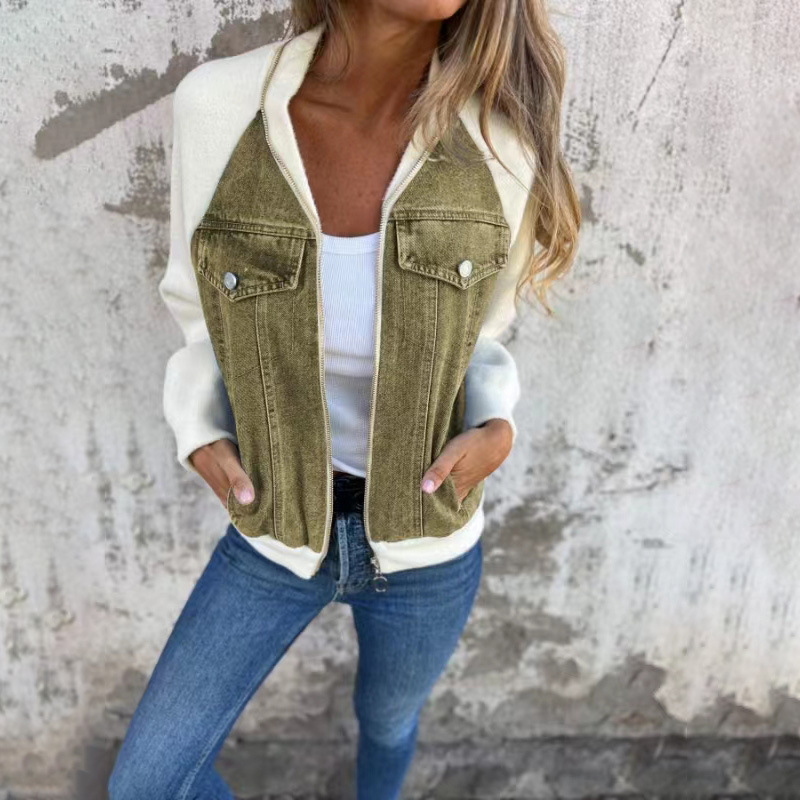 ModeGeist | Übergangsjacke mit Denimfront und Reißverschluss